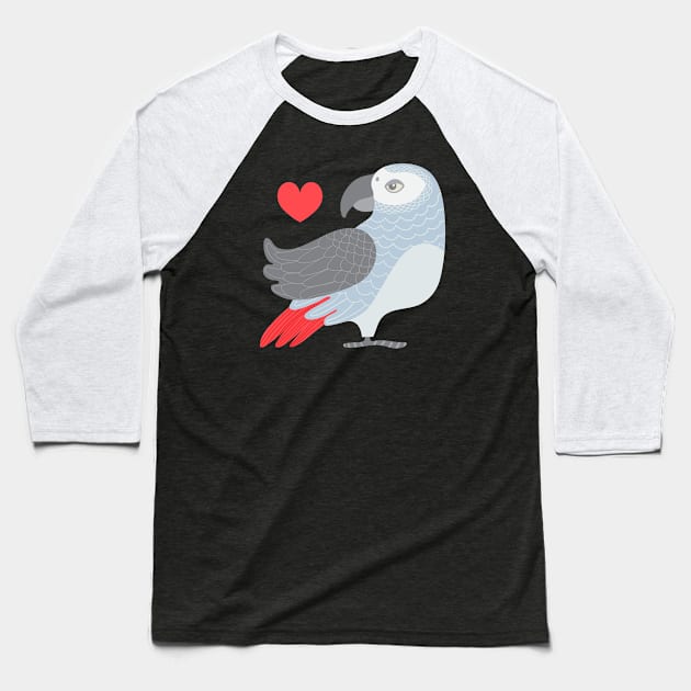 PARROT LOVE Tropical Bird with Heart - UnBlink Studio by Jackie Tahara Baseball T-Shirt by UnBlink Studio by Jackie Tahara